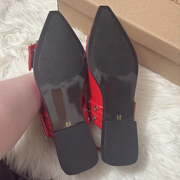 NEW In Box Steve Madden Red Patent Graya Slingback Flats Size 8 $99.95 retail