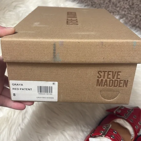 NEW In Box Steve Madden Red Patent Graya Slingback Flats Size 8 $99.95 retail