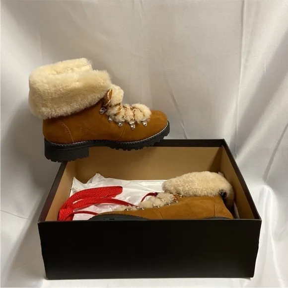 NEW J. Crew Nordic Shearling Leather Lace-Up Hiking Winter Snow Boots shoes