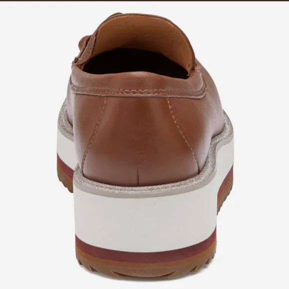 NEW JOHNSTON AND MURPHY Leather Gracelyn Chain Loafers cognac fo women 253