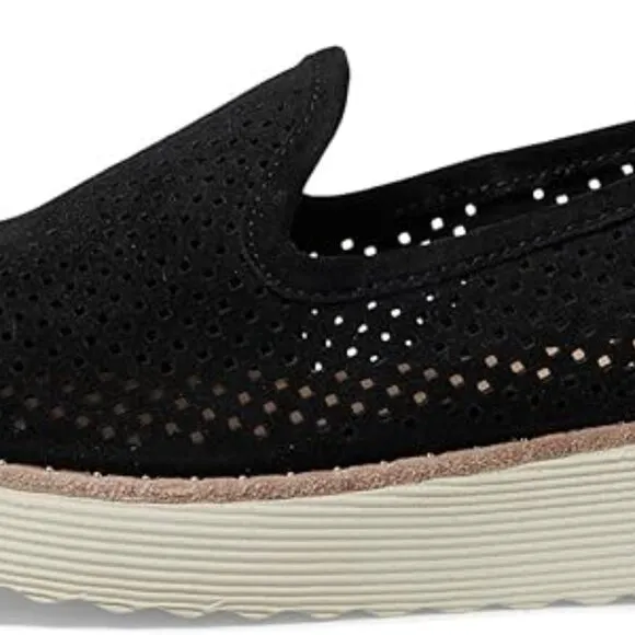NEW JOHNSTON AND MURPHY Suede Mitzi Perforated Venetian Loafers black for women