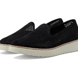 NEW JOHNSTON AND MURPHY Suede Mitzi Perforated Venetian Loafers black for women