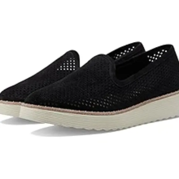 NEW JOHNSTON AND MURPHY Suede Mitzi Perforated Venetian Loafers black for women