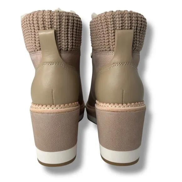 NEW Kate Spade Shearling Wedge Booties Size 8 Tan Winter Sporty Willow Heels