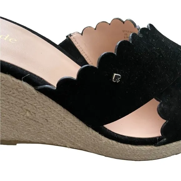 New Kate Spade Tegan Wedge Mule Slide Sandal Espadrilles Black