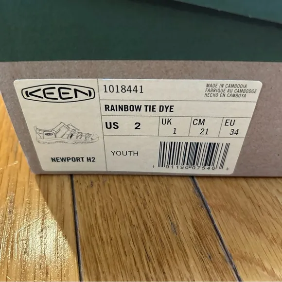 New Keen Newport H2 Youth Kids Sz 2 Rainbow Tie Dye 1018441 Sandals Water Shoes