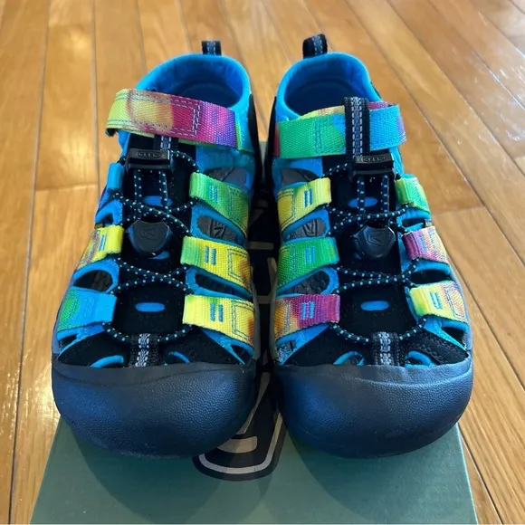New Keen Newport H2 Youth Kids Sz 2 Rainbow Tie Dye 1018441 Sandals Water Shoes
