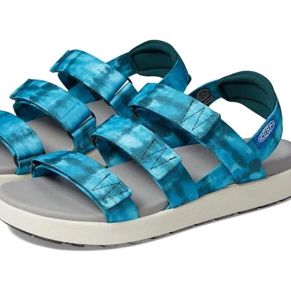 new Keen Womens Elle Strappy Blue Adjustable Tie-Dye Slingback Sandals 3S0