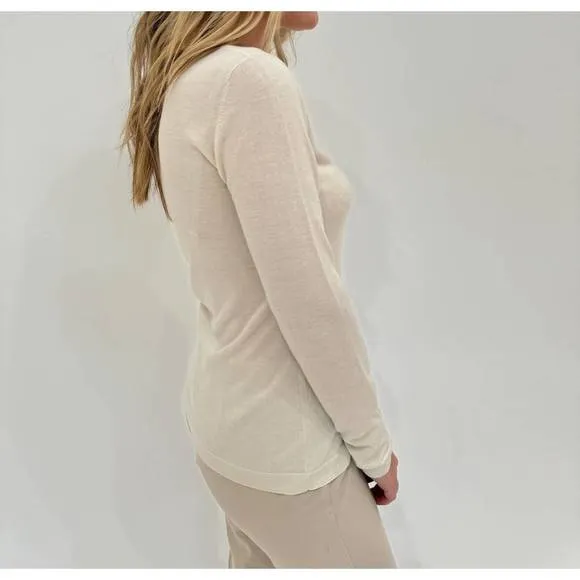 NEW KINROSS fitted crew sweater in ivory