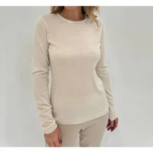 NEW KINROSS fitted crew sweater in ivory