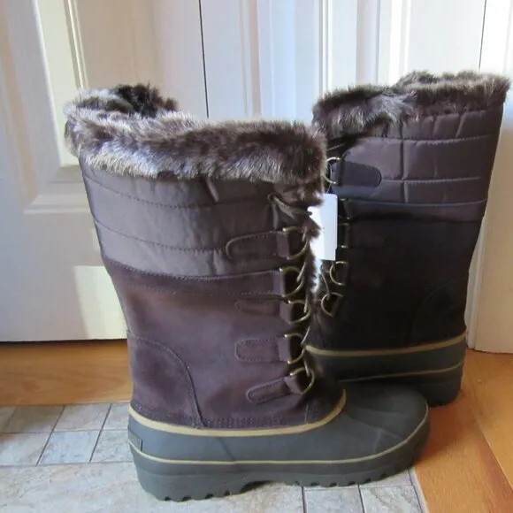 New Lands End Hillary Tall Snow Boot Coffee Bean Color, Size 10M