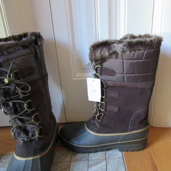 New Lands End Hillary Tall Snow Boot Coffee Bean Color, Size 10M