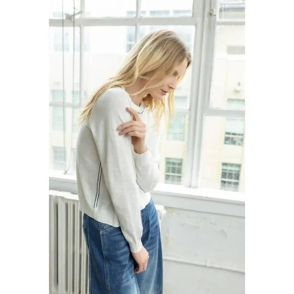 NEW LILLA P oversized saddle sleeve sweater in antique white