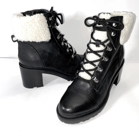NEW MARC FISHER LAKYNN BLACK LEATHER BOOTS