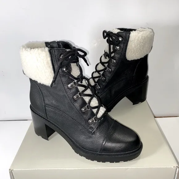 NEW MARC FISHER LAKYNN BLACK LEATHER BOOTS