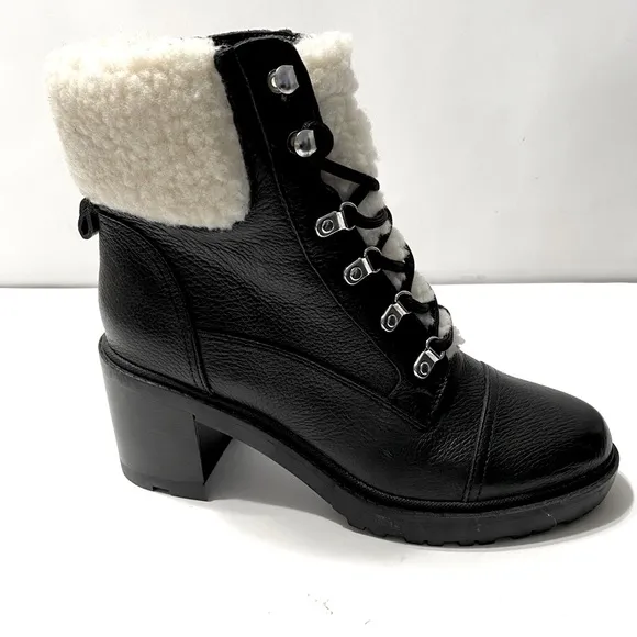 NEW MARC FISHER LAKYNN BLACK LEATHER BOOTS