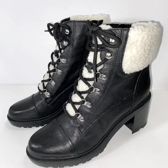 NEW MARC FISHER LAKYNN BLACK LEATHER BOOTS