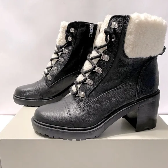 NEW MARC FISHER LAKYNN BLACK LEATHER BOOTS