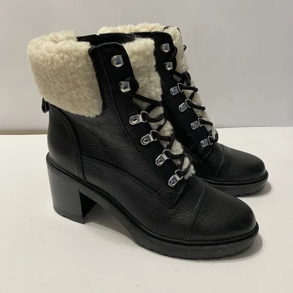 NEW MARC FISHER LAKYNN BLACK LEATHER BOOTS