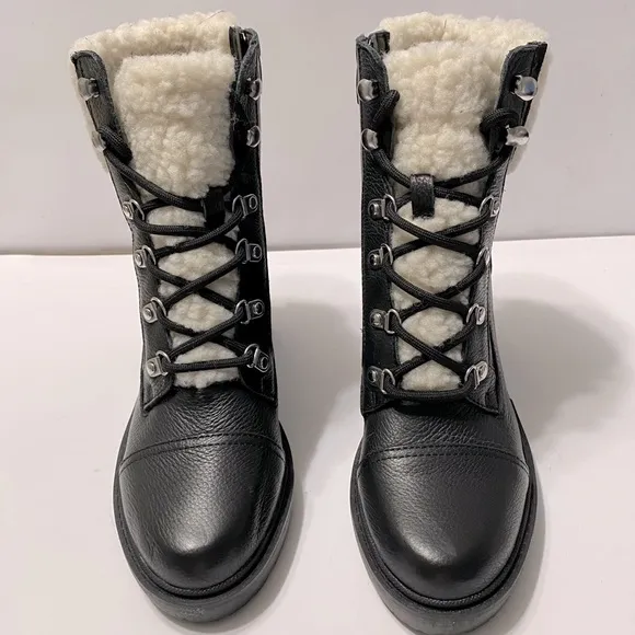 NEW MARC FISHER LAKYNN BLACK LEATHER BOOTS