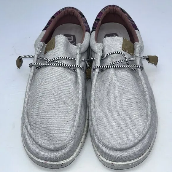New Men's Hey Dude Wally Funk Baja Cream Bungee Shoes  Sz 8.5 (42) Lightweight