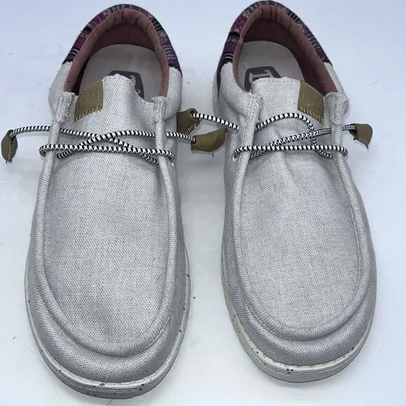 New Men's Hey Dude Wally Funk Baja Cream Bungee Shoes  Sz 8.5 (42) Lightweight
