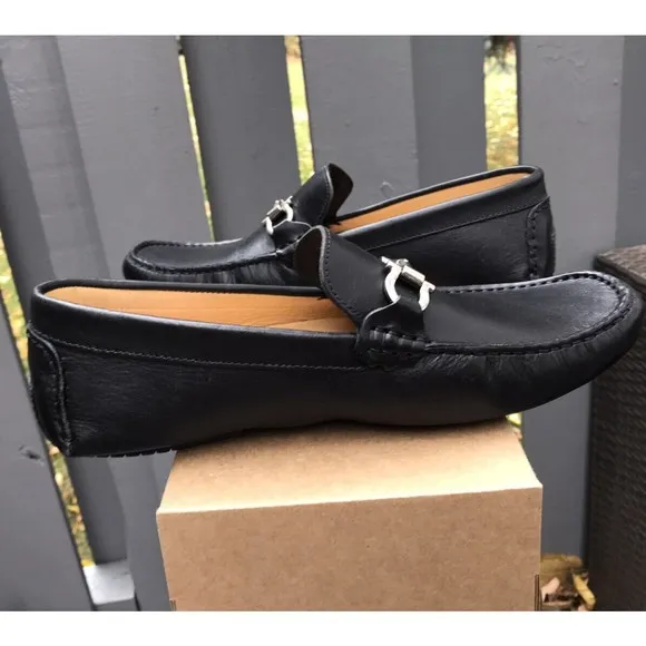 New Mercanti Fiorenti Relax Moc Loafers Slip On Black Leather Men 10.5 M Brazil