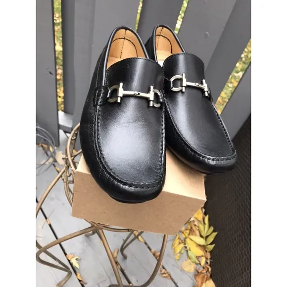 New Mercanti Fiorenti Relax Moc Loafers Slip On Black Leather Men 10.5 M Brazil
