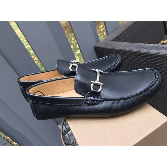 New Mercanti Fiorenti Relax Moc Loafers Slip On Black Leather Men 10.5 M Brazil