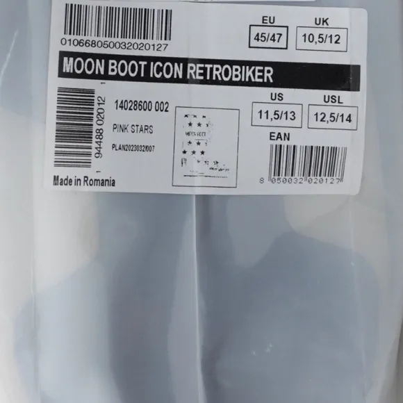 NEW MOON BOOT Icon Retrobiker Snow Boots Men's 11.5-13 / EU 45-47 Blue/White