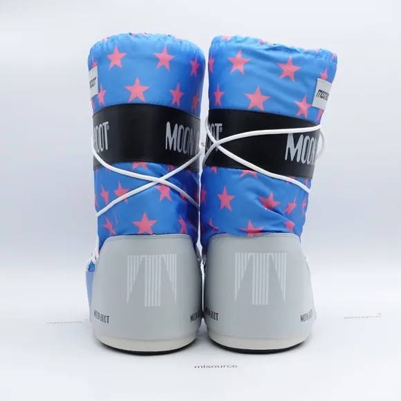 NEW MOON BOOT Icon Retrobiker Snow Boots Men's 11.5-13 / EU 45-47 Blue/White