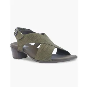 NEW Munro Jenny Sandals Nubuck Leather Forest Green Lizard Embossed Women’s 9
