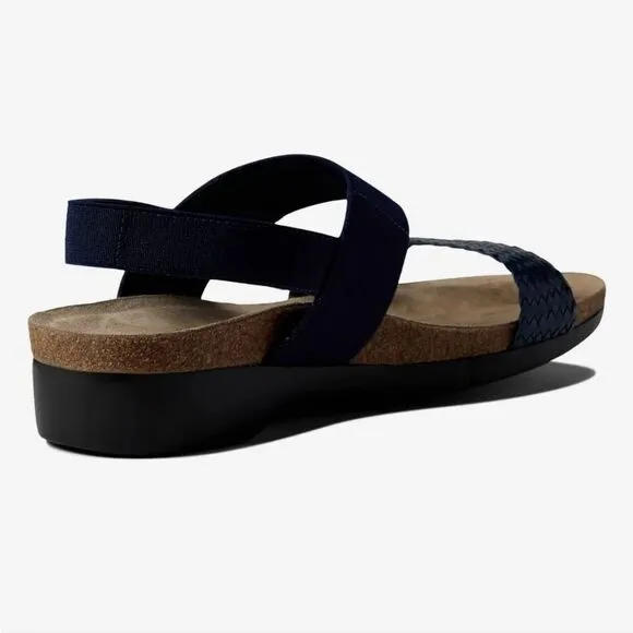 New Munro Pisces dark Navy Blue stretch sandals SLINGBACK 8.5 SS super slender