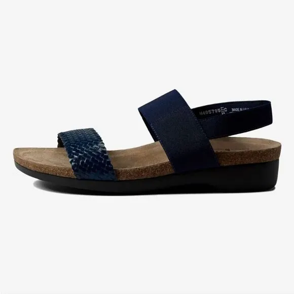 New Munro Pisces dark Navy Blue stretch sandals SLINGBACK 8.5 SS super slender