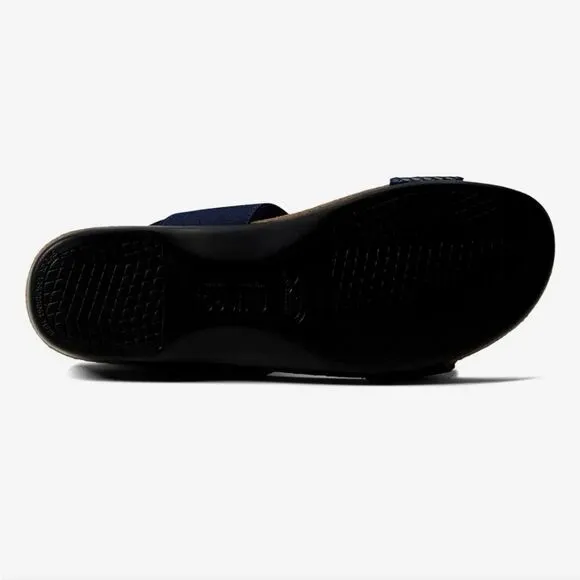New Munro Pisces dark Navy Blue stretch sandals SLINGBACK 8.5 SS super slender