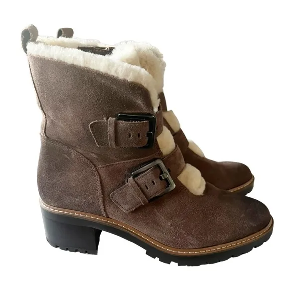 New Naturalizer Tristan Water Repellent Leather Shearling Winter Ankle Boots 7.5