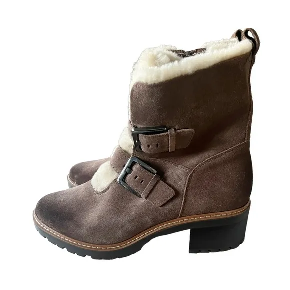 New Naturalizer Tristan Water Repellent Leather Shearling Winter Ankle Boots 7.5