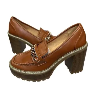 NEW New York And Company Women's Brooke Heel Loafer Shoes Brown sz 9