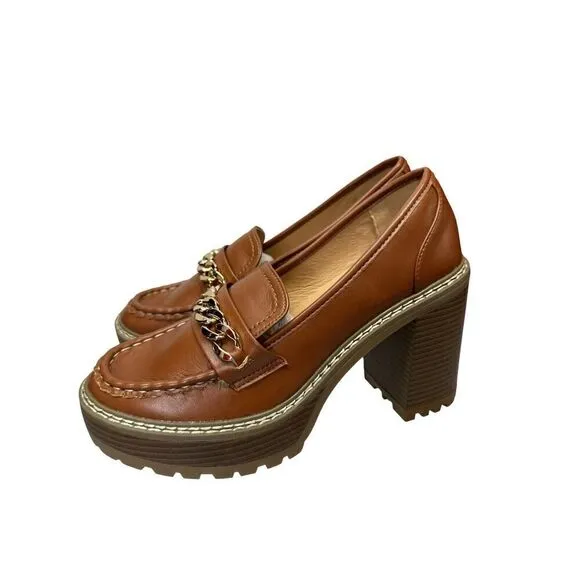 NEW New York And Company Women's Brooke Heel Loafer Shoes Brown sz 9
