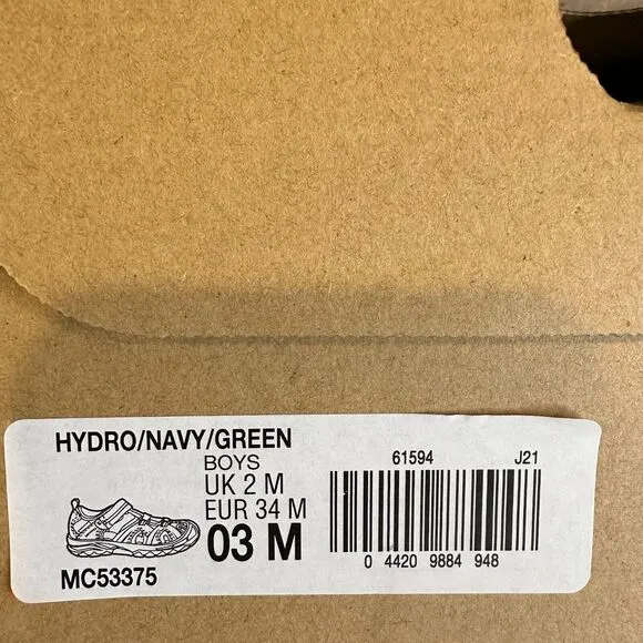 New NIB Big Kids Merrell Hydro Gray Blue Outdoor Water Sandals Shoes Size 3‎ Y