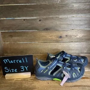 New NIB Big Kids Merrell Hydro Gray Blue Outdoor Water Sandals Shoes Size 3‎ Y