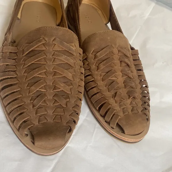 NEW Nisolo Huarache Water Resistant Sandals Flats woven leather brown 9.5