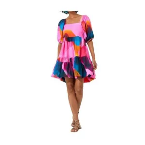 NEW OLIPHANT bubble skirt mini dress in basel pink