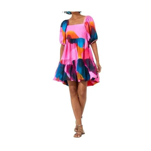 NEW OLIPHANT bubble skirt mini dress in basel pink