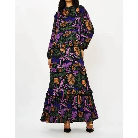 NEW OLIPHANT mock neck maxi dress in turin peri