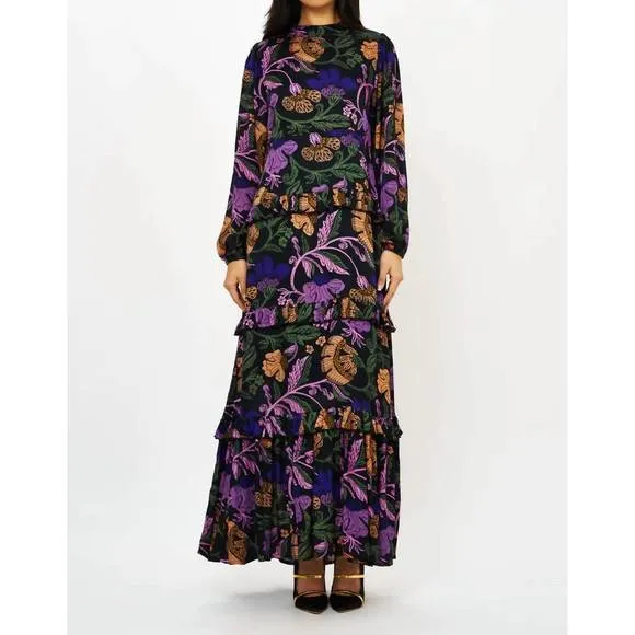 NEW OLIPHANT mock neck maxi dress in turin peri