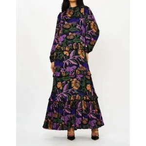 NEW OLIPHANT mock neck maxi dress in turin peri
