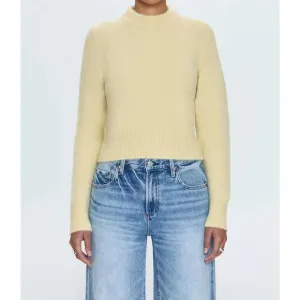 NEW PISTOLA sara shrunken crewneck sweater in pale yellow