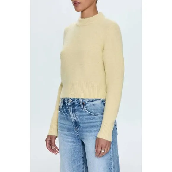 NEW PISTOLA sara shrunken crewneck sweater in pale yellow
