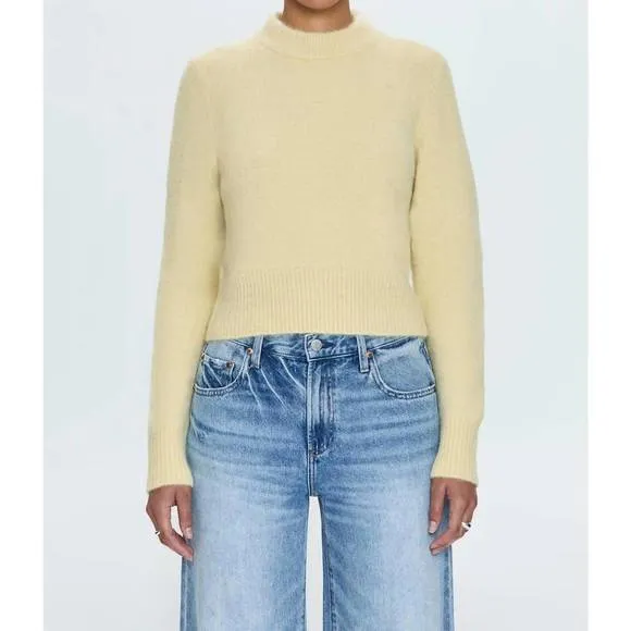 NEW PISTOLA sara shrunken crewneck sweater in pale yellow